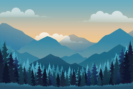 山川树木剪影