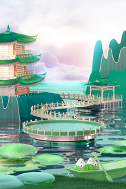端午节海报背景展台