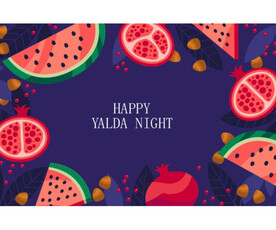 矢量夏日水果西瓜石榴