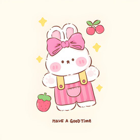 草莓小兔子卡通图案素材