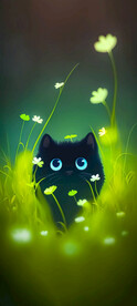 可爱黑色猫咪手机屏保