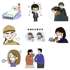 感冒发烧流感病毒打喷嚏感冒生病