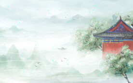 中国风建筑插画素材