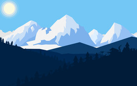 雪山树林插画风格背景