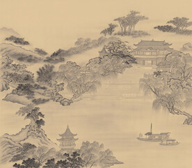 国画山水背景