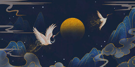 中国风仙鹤背景