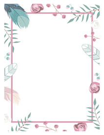 花朵羽毛边框