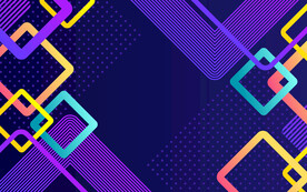 彩色发光方形几何科技线条背景