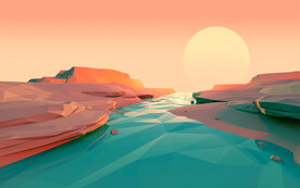 高山河流插画风格背景