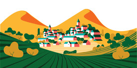 山谷农村插画