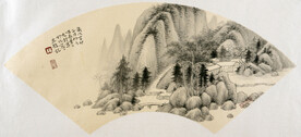 扇面山水背景