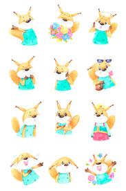 可爱小松鼠表情矢量元素