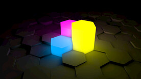 3d发光立体六边形抽象规则图形