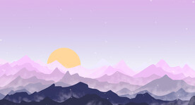 粉色高山插画风格背景