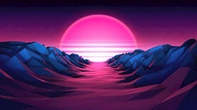 夜晚高山插画风格背景
