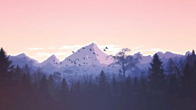 高山树林插画风格背景