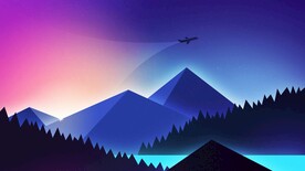 高山树林插画风格背景
