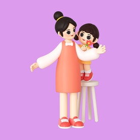 3D亲子人物
