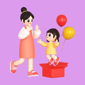 3D亲子人物