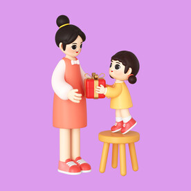 3D亲子人物 