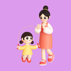 3D亲子人物 