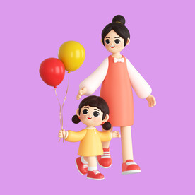 3D亲子人物 