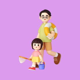 3D亲子人物 