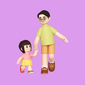 3D亲子人物 
