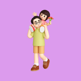 3D亲子人物 