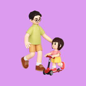 3D亲子人物 