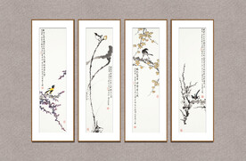 花鸟四条屏