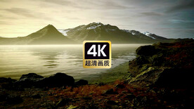 夕阳安静的湖面美景