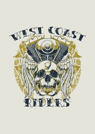 怀旧美式斑驳骷髅头羽毛翅膀