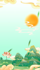 国潮山水背景