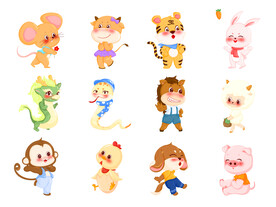 卡通十二生肖素材