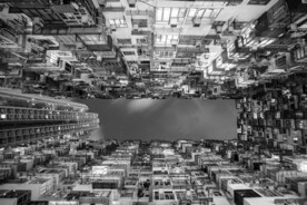 香港建筑黑白照片