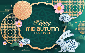复古剪纸风中秋海报