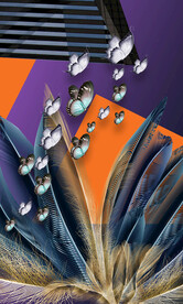 羽毛蝴蝶水彩艺术挂画装饰画