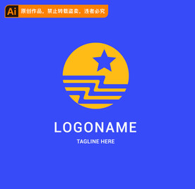 圆形五角星波纹logo