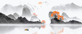 水墨山水客厅装饰画