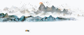 水墨抽象山水装饰画