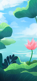 插画荷花