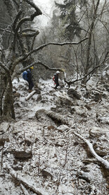 雪景和登山者