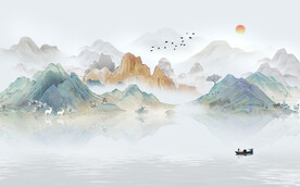 水墨画抽象山水画