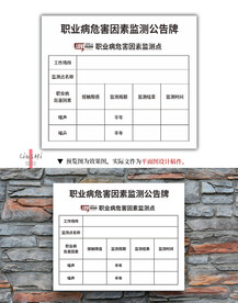 职业病危害因素监测公告牌