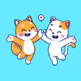 矢量卡通小猫小狗