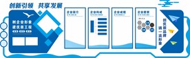 企业文化墙蓝色大气简约