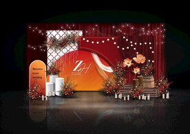 红橙色婚礼迎宾效果图