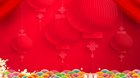 红色金色年会背景墙 国风