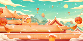 国潮新年城市北京故宫雪景